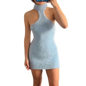 GCDS blue knit halter dress